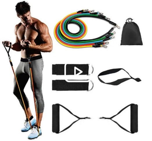 11pcs Resistance Bands Set: Yoga, Fitness, Pilates, Loop, Tube, Versatile, Durable.